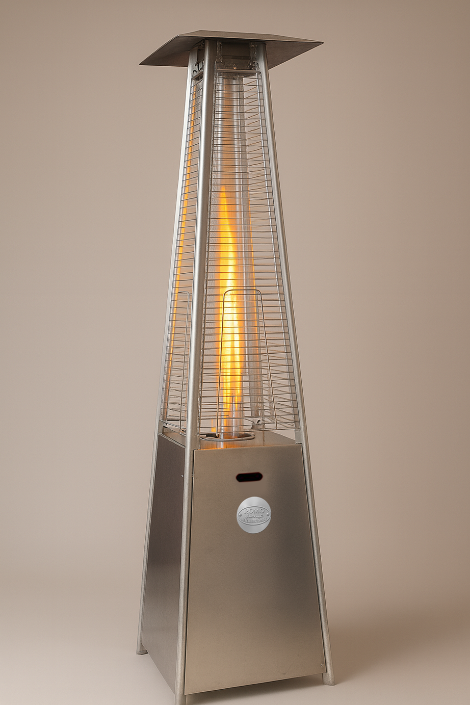 Outdoor heater pyramid tower