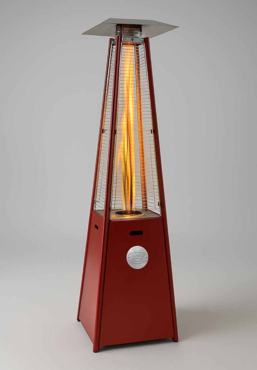 Outdoor heater pyramid tower